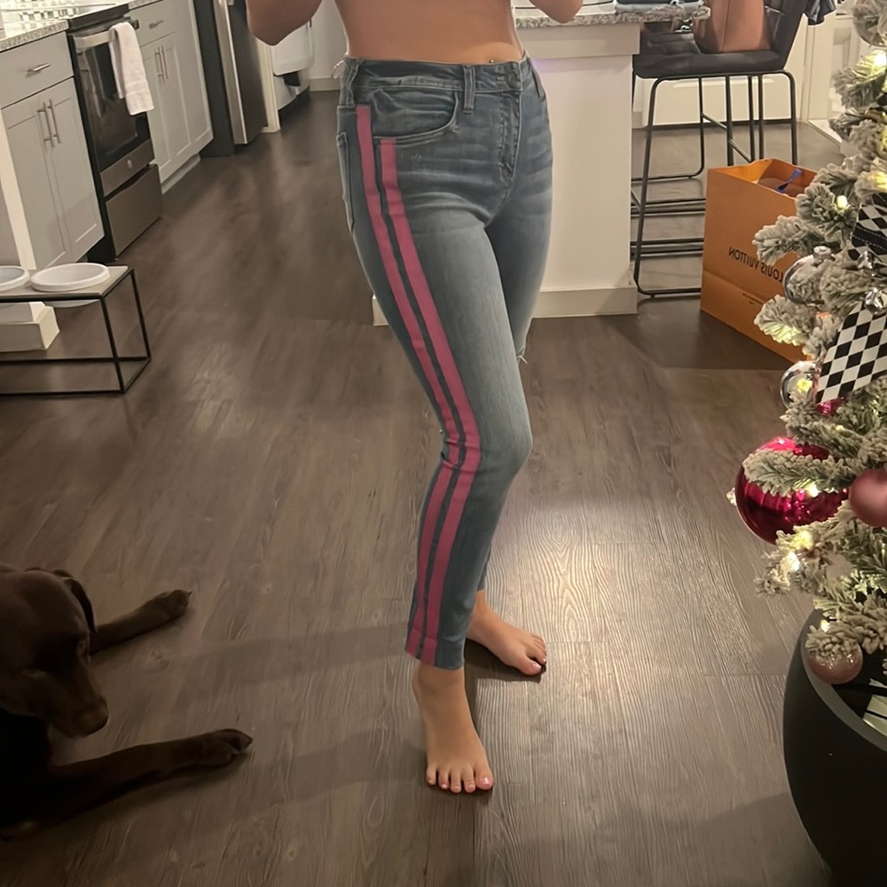 KUT from the Kloth pink striped jeans